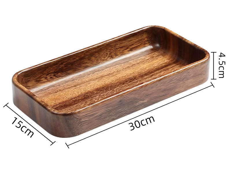 Acacia Wood Dried Fruit Plate High-Grade Wooden Fruit Plate Snacks Home Refreshment Tray Nut Box Organizer