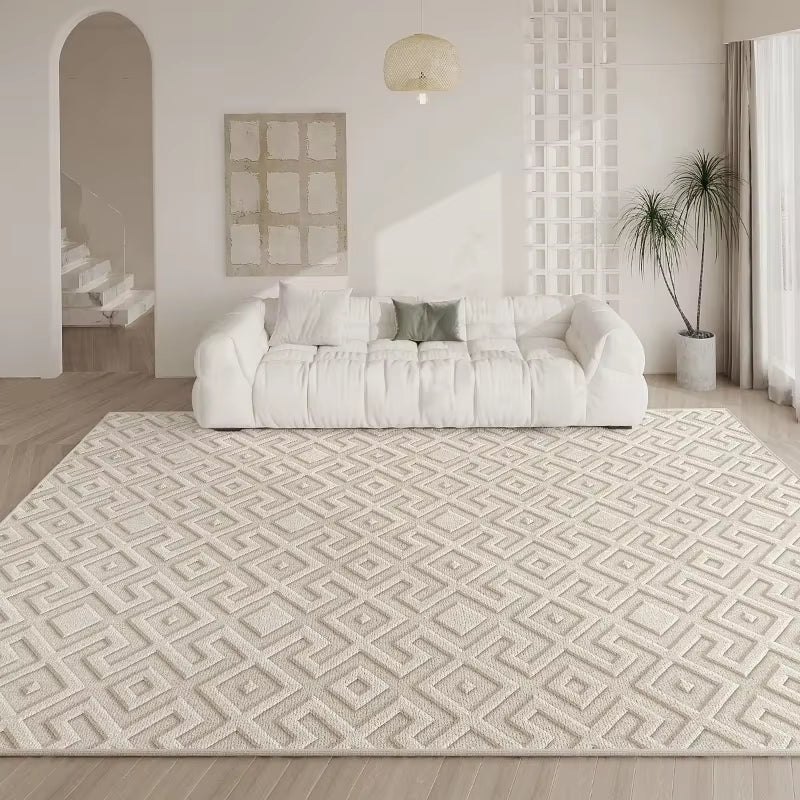 French Cream Washable Home Carpet Light Luxury Large Area Living Room Decorative Carpets Thickened Antifouling No Slip Rug 러그