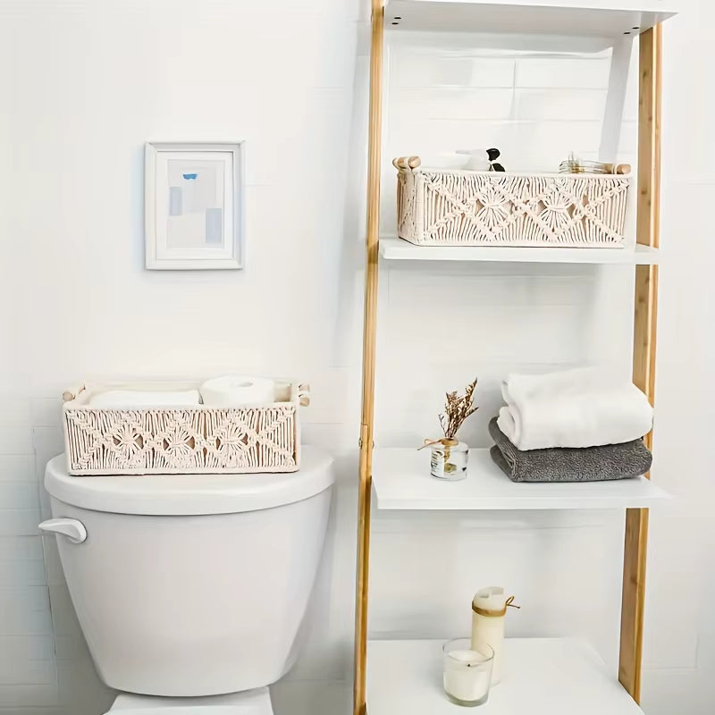 Hand Woven Storage Basket, Grid Designed Desktop Sorting Basket, Miscellaneous Storage Basket, Dirty Clothes Basket