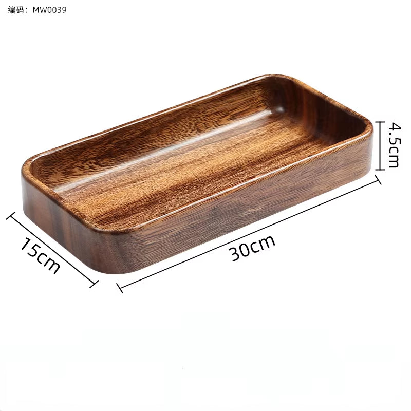 Acacia Wood Dried Fruit Plate High-Grade Wooden Fruit Plate Snacks Home Refreshment Tray Nut Box Organizer
