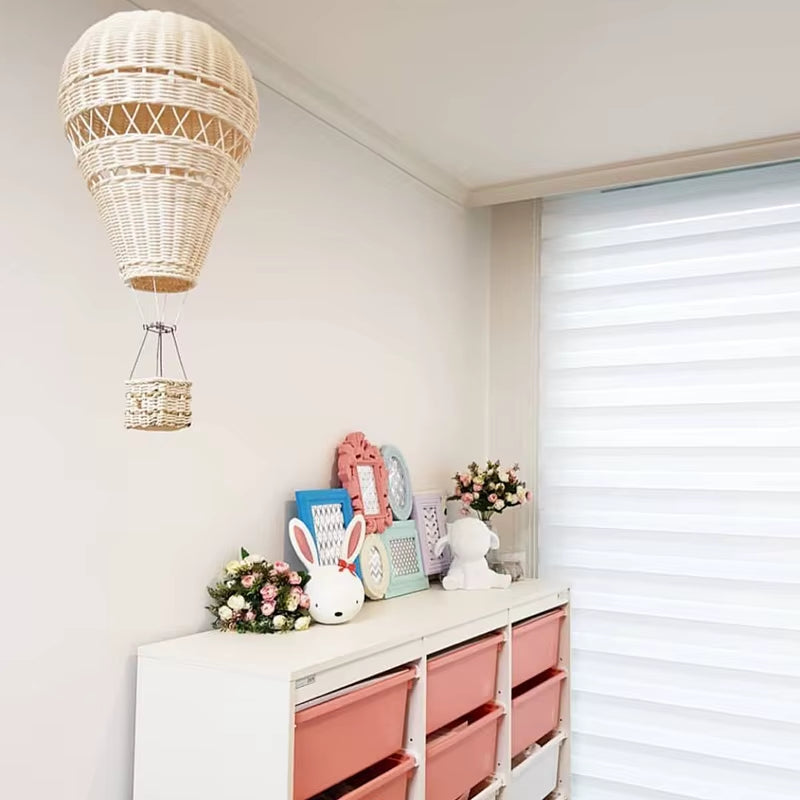 Handmade Rattan Woven Hot Air Balloon Kids Room Decoration Photography Props Nordic Wall Hanging Ornaments Rattan Woven Pendant