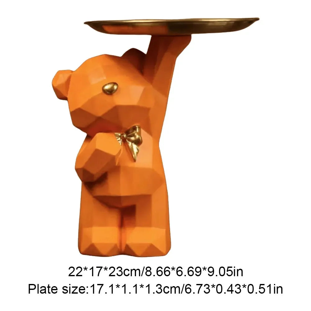 Resin Storage Box Crafts Geometric Bear Resin Desk Decoration Candy Sundries Household Supplies for Office Coffee Shop