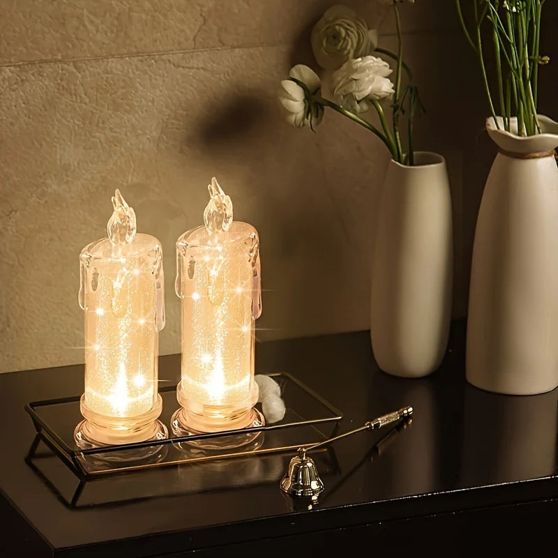 2/3 LED Flameless Candle,Battery Included,Perfect for Family Gatherings Candlelight Dinner Valentine Day Wedding Christmas Gifts