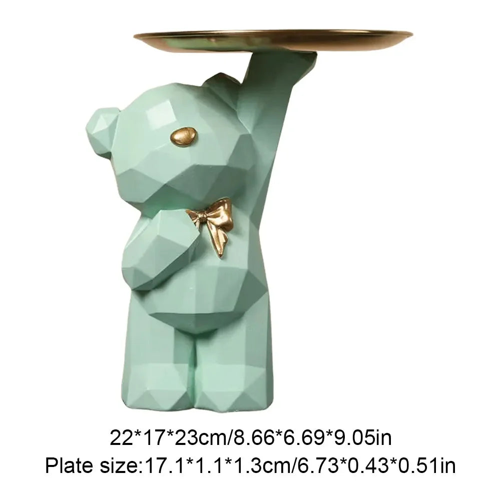 Resin Storage Box Crafts Geometric Bear Resin Desk Decoration Candy Sundries Household Supplies for Office Coffee Shop