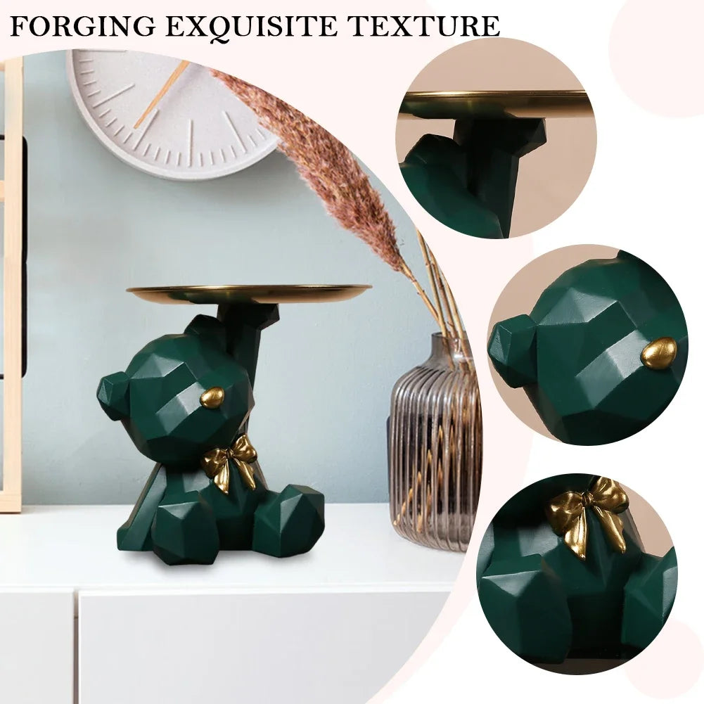Resin Storage Box Crafts Geometric Bear Resin Desk Decoration Candy Sundries Household Supplies for Office Coffee Shop