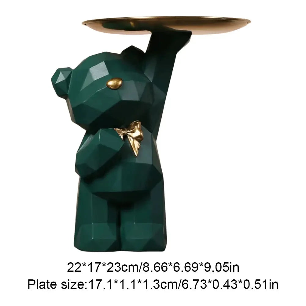 Resin Storage Box Crafts Geometric Bear Resin Desk Decoration Candy Sundries Household Supplies for Office Coffee Shop