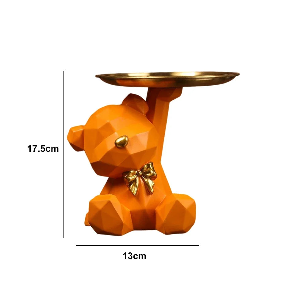 Resin Storage Box Crafts Geometric Bear Resin Desk Decoration Candy Sundries Household Supplies for Office Coffee Shop