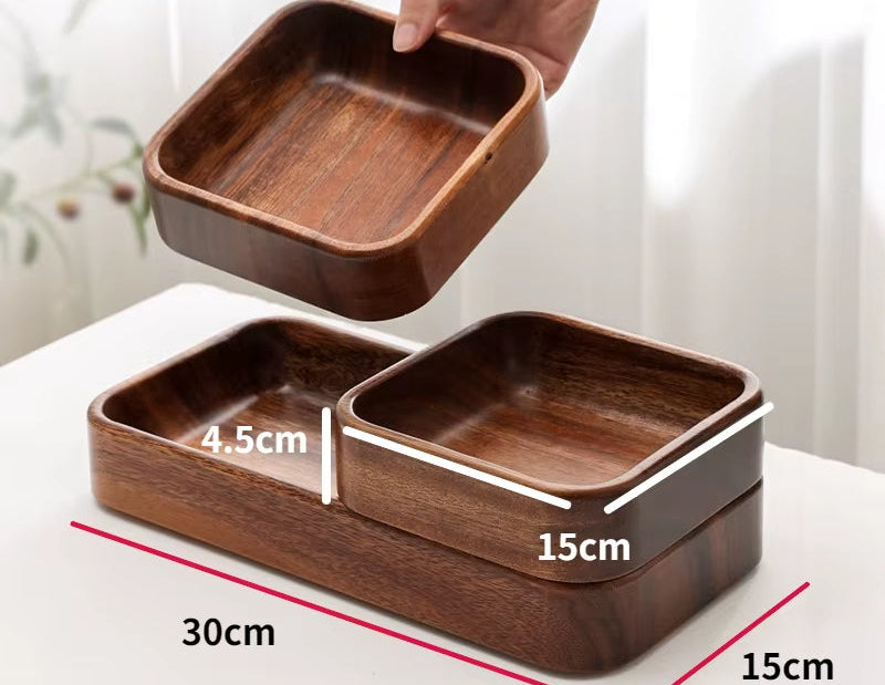 Acacia Wood Dried Fruit Plate High-Grade Wooden Fruit Plate Snacks Home Refreshment Tray Nut Box Organizer