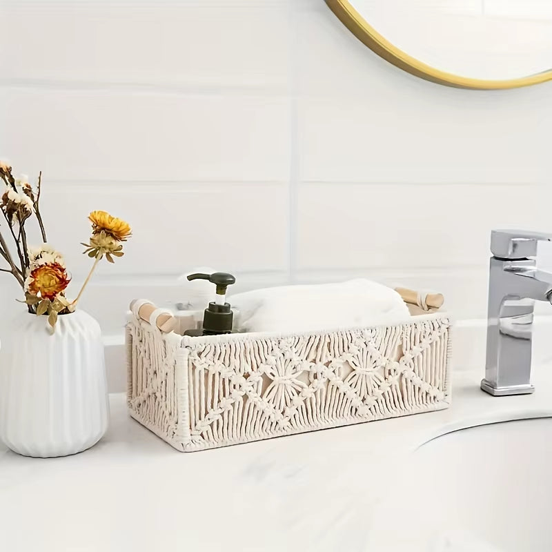 Hand Woven Storage Basket, Grid Designed Desktop Sorting Basket, Miscellaneous Storage Basket, Dirty Clothes Basket