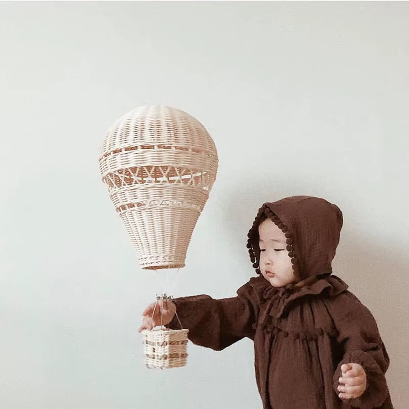 Handmade Rattan Woven Hot Air Balloon Kids Room Decoration Photography Props Nordic Wall Hanging Ornaments Rattan Woven Pendant
