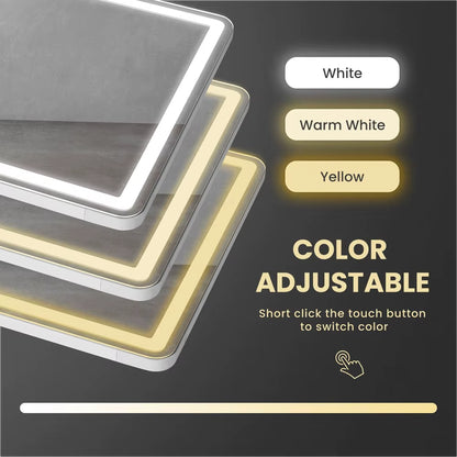 LED Full Length Mirror with Adjustable Brightness Aluminum Frame Wall Mounted Stand Free Standing High Definition Glass Bedroom
