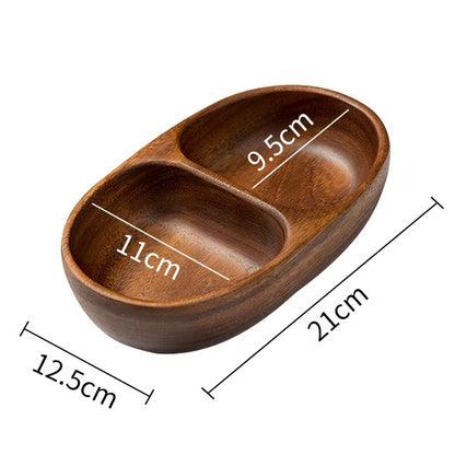 Acacia Wood Dried Fruit Plate High-Grade Wooden Fruit Plate Snacks Home Refreshment Tray Nut Box Organizer