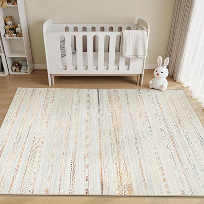 [NEW] Montvoo Moroccan Boho Washable Area Rug, Neutral Ultra Soft Rugs for Living Room, Non-Slip TPR Backing & Easy Care Carpet for Bedroom, Dining Room, Playroom, Office Cool Rugs, Indoor Runner Rug Floor Mat, Fallfressness