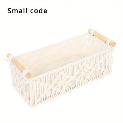 Hand Woven Storage Basket, Grid Designed Desktop Sorting Basket, Miscellaneous Storage Basket, Dirty Clothes Basket