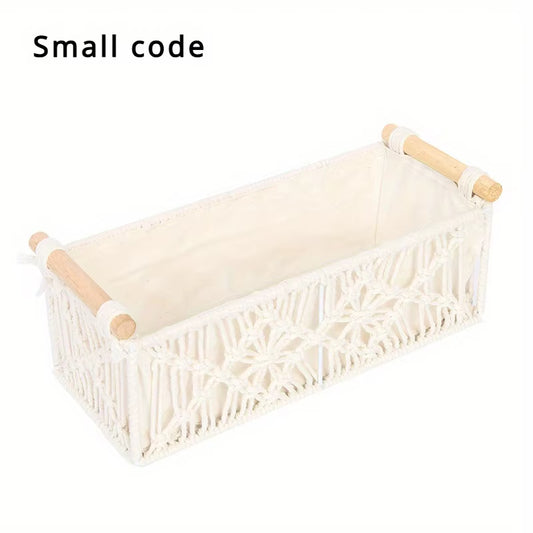 Hand Woven Storage Basket, Grid Designed Desktop Sorting Basket, Miscellaneous Storage Basket, Dirty Clothes Basket