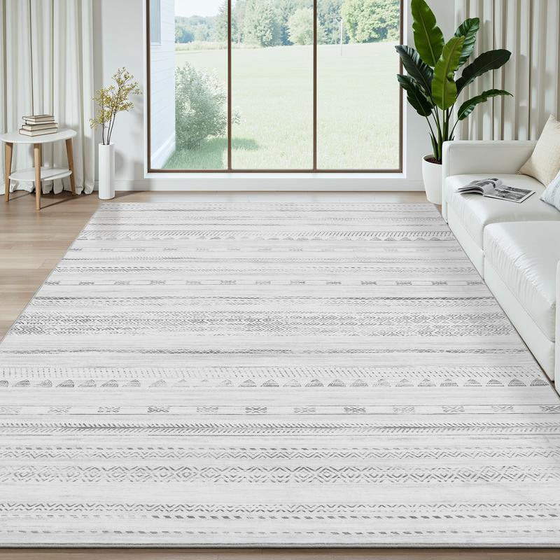 [NEW] Montvoo Moroccan Boho Washable Area Rug, Neutral Ultra Soft Rugs for Living Room, Non-Slip TPR Backing & Easy Care Carpet for Bedroom, Dining Room, Playroom, Office Cool Rugs, Indoor Runner Rug Floor Mat, Fallfressness