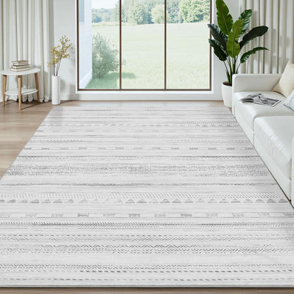 [NEW] Montvoo Moroccan Boho Washable Area Rug, Neutral Ultra Soft Rugs for Living Room, Non-Slip TPR Backing & Easy Care Carpet for Bedroom, Dining Room, Playroom, Office Cool Rugs, Indoor Runner Rug Floor Mat, Fallfressness