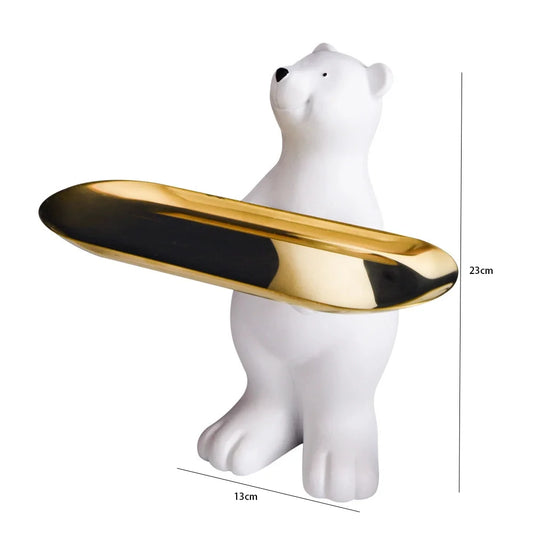 Kawaii Polar Bear Candy Miscellaneous Storage Tray Cute Polar Bear Glasses Keychain Tray Living Room Desktop Decoration