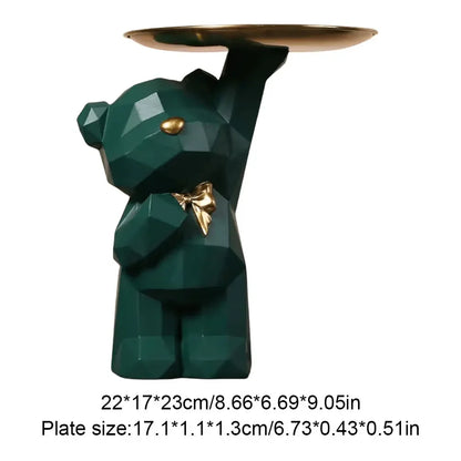 Resin Storage Box Crafts Geometric Bear Resin Desk Decoration Candy Sundries Household Supplies for Office Coffee Shop