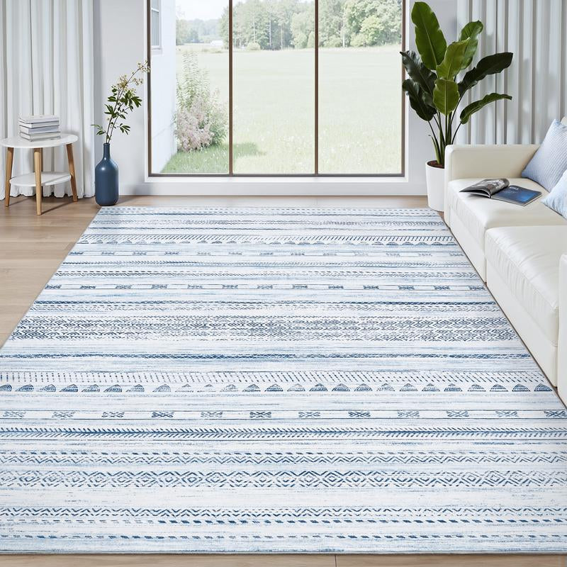 [NEW] Montvoo Moroccan Boho Washable Area Rug, Neutral Ultra Soft Rugs for Living Room, Non-Slip TPR Backing & Easy Care Carpet for Bedroom, Dining Room, Playroom, Office Cool Rugs, Indoor Runner Rug Floor Mat, Fallfressness