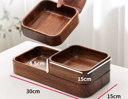 Acacia Wood Dried Fruit Plate High-Grade Wooden Fruit Plate Snacks Home Refreshment Tray Nut Box Organizer