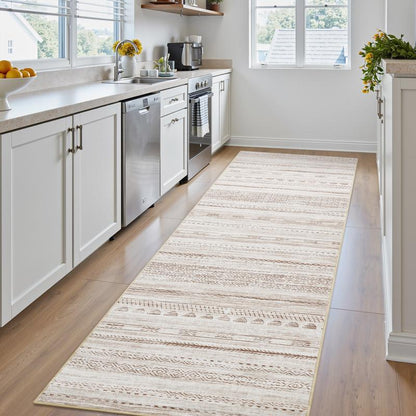 [NEW] Montvoo Moroccan Boho Washable Area Rug, Neutral Ultra Soft Rugs for Living Room, Non-Slip TPR Backing & Easy Care Carpet for Bedroom, Dining Room, Playroom, Office Cool Rugs, Indoor Runner Rug Floor Mat, Fallfressness