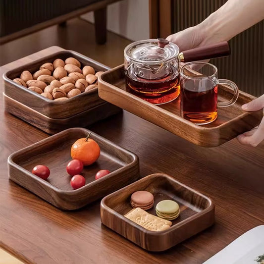 Acacia Wood Dried Fruit Plate High-Grade Wooden Fruit Plate Snacks Home Refreshment Tray Nut Box Organizer